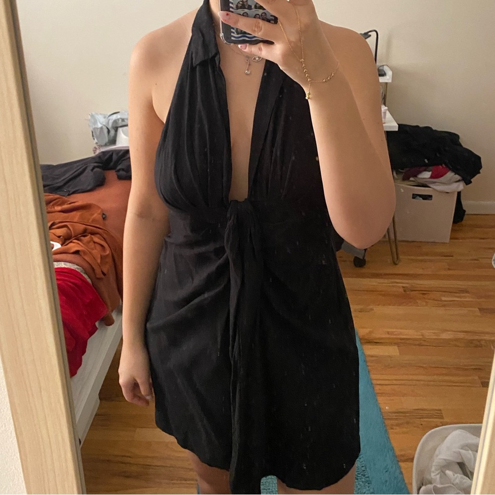 Free people black backless dress